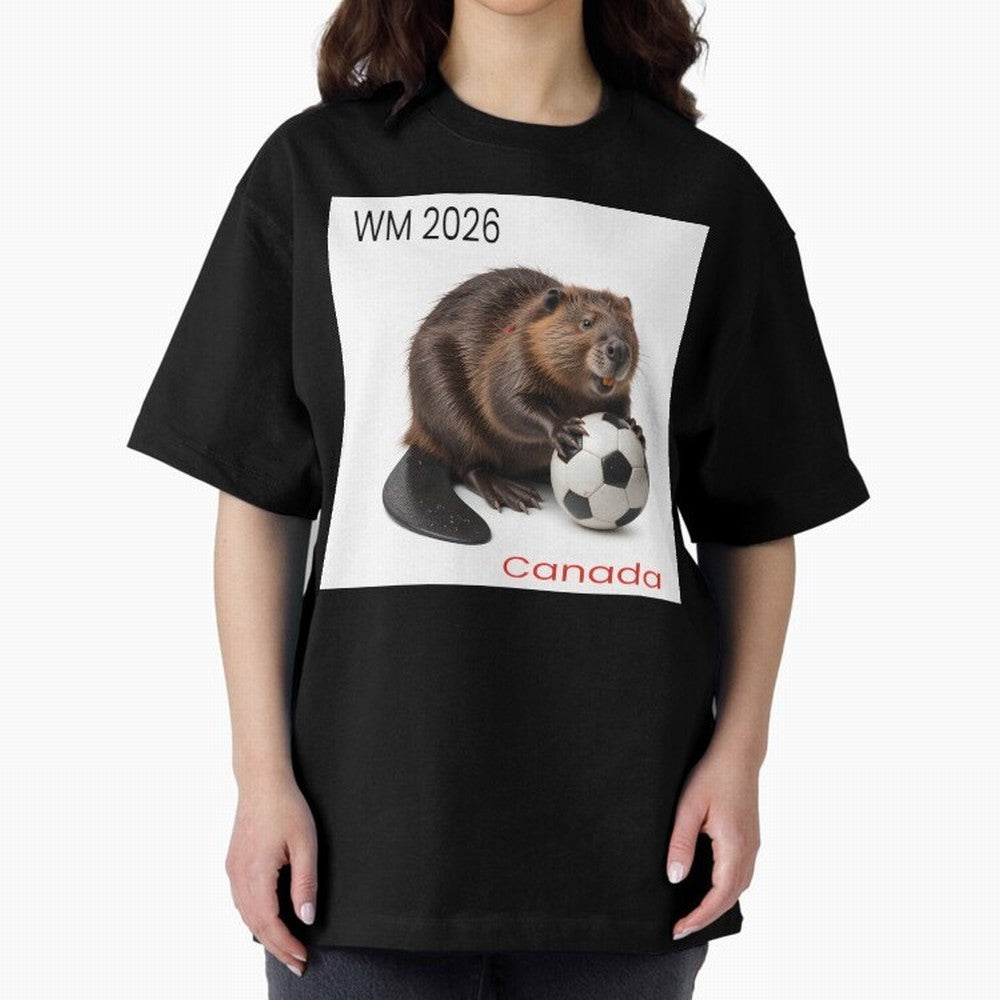 Canadian beaver invites you to World Cup 2026 in USA, Canada and Mexico Oversized T-Shirt Celebrate Fan Favorites in FIFA World Cup 2026 for Fans of Messi, CR7 and Mbappe and France and Portugal, Bringing Football Passion, Legendary Performances,