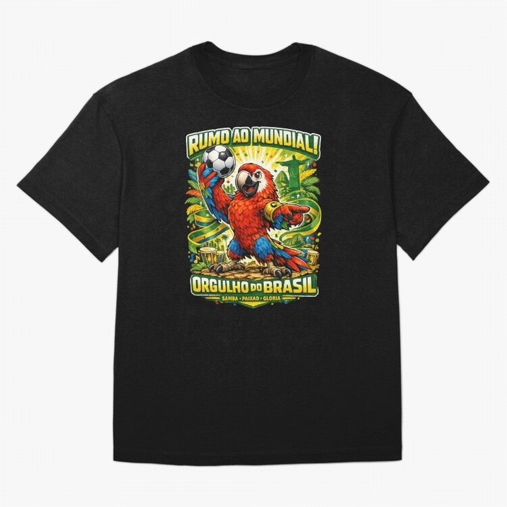 Brazil World Cup 2026 Macaw Fan Art Oversized T-Shirt Bring Trophy Dreams to FIFA World Cup 2026 Featuring Haaland and Mbappe, Netherlands Energy, Goal Celebration Energy, Supporter Heritage, Football Icons and Worldwide Tournament Joy; Made for
