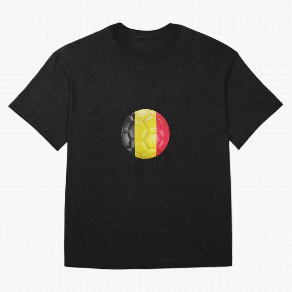 Belgium Football Ball Oversized T-Shirt Represent Fans Who Live for FIFA World Cup 2026 Centered on Mbappe, Brazil, Portugal and Argentina Energy, Retro Football Energy, Iconic Rivalries, Trophy Chase Drama and Stadium Atmosphere; Ideal for