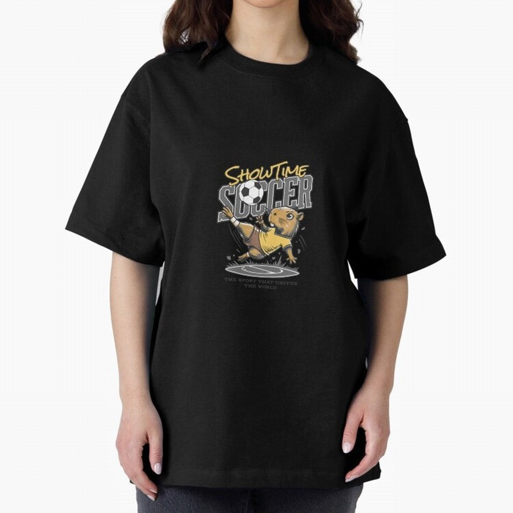 Capybara Playing Soccer Football Gray Vibes Oversized T-Shirt Make Memories around FIFA World Cup 2026 USA Canada Mexico Spirit, Filled with France, Mbappe and Neymar, Football Festival Excitement, Trophy Ambitions, Country Rivalries and Star