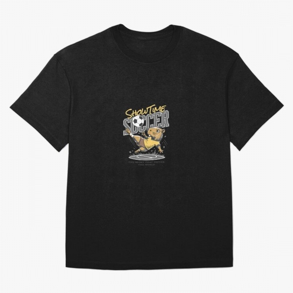 Capybara Playing Soccer Football Gray Vibes Oversized T-Shirt Make Memories around FIFA World Cup 2026 USA Canada Mexico Spirit, Filled with France, Mbappe and Neymar, Football Festival Excitement, Trophy Ambitions, Country Rivalries and Star