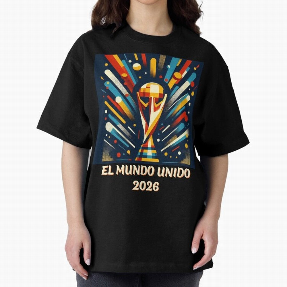 2026 World Cup The United World - Modern Geometric Art Oversized T-Shirt Celebrate National Team Dreams in the FIFA World Cup 2026 USA Canada Mexico Journey through Neymar, Haaland and Cristiano Ronaldo Highlights, Argentina Pride, Football