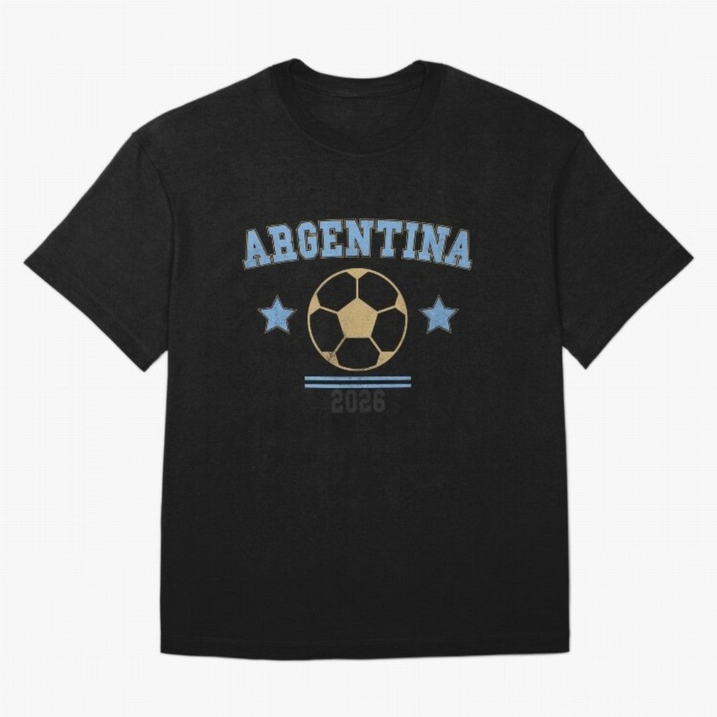 Argentina 2026 ¡ª Vintage Soccer Tee Oversized T-Shirt Capture FIFA World Cup 2026 USA Canada Mexico Spirit, Featuring Brazil, Cristiano Ronaldo, Haaland and CR7, Championship Spirit, Famous Goals, Roaring Crowds and International Football Unity;