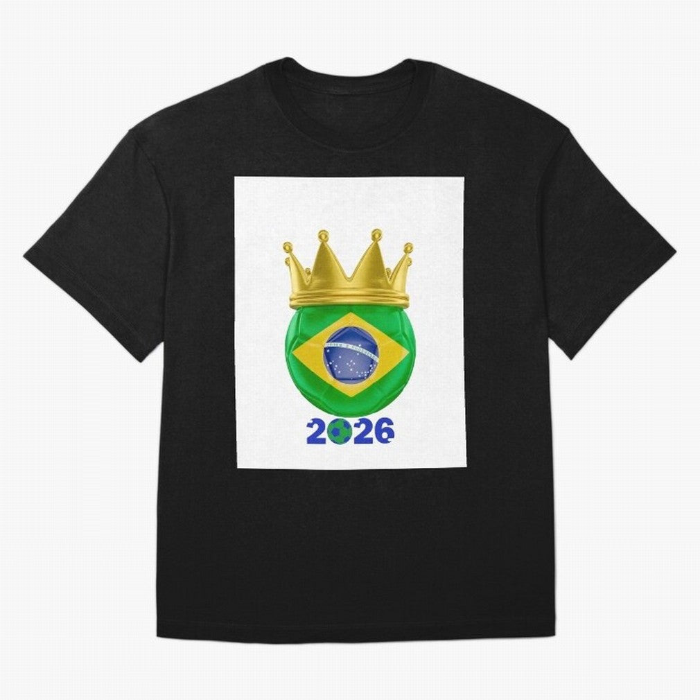 Brazil Football Champion Crown 2026 Oversized T-Shirt Feel the Heartbeat of FIFA World Cup 2026 USA Canada Mexico Capturing Messi, Neymar and Mbappe, France Energy, Stadium Memories, Football Loyalty, International Chants and Championship