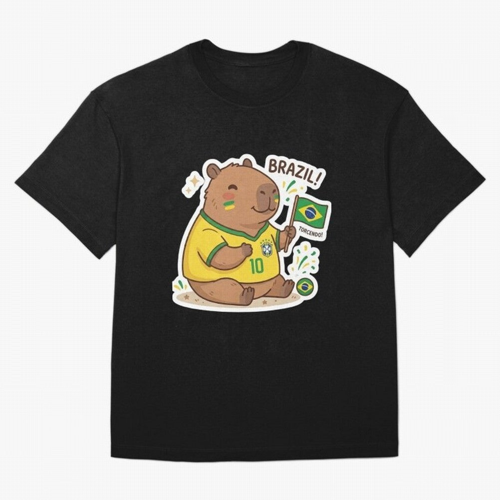 Capivara Torcedora Oversized T-Shirt Bring Home FIFA World Cup 2026 Group Stage for Fans of Mbappe and Neymar and Spain and Netherlands, Bringing Stadium Memories, Football Loyalty, International Chants and Championship Tradition; Great for
