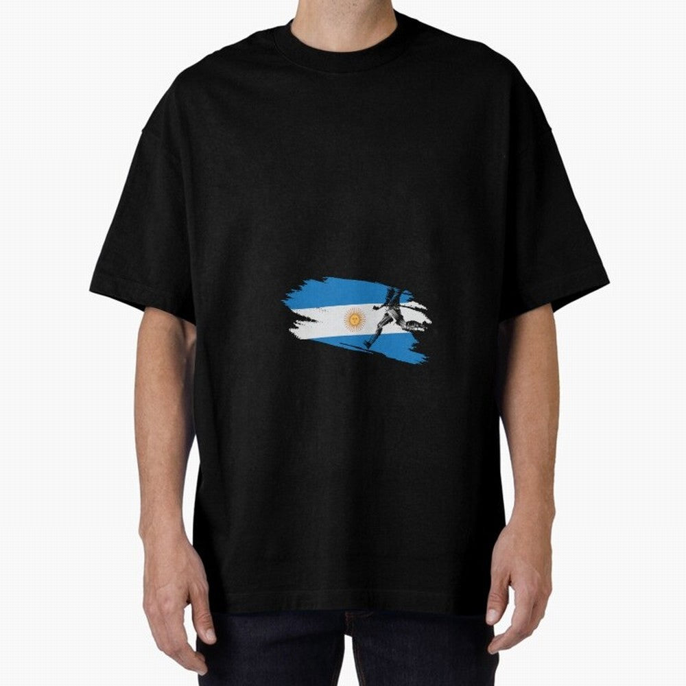 Argentina 2026 ¨C Muchachos ¨C Rumbo a la Cuarta en USA 2026 Oversized T-Shirt Honor Football Greatness during Match Day Hype around FIFA World Cup 2026, CR7 and Messi, Portugal, Vintage Soccer Flavor, Modern Football Stars, National Flags and