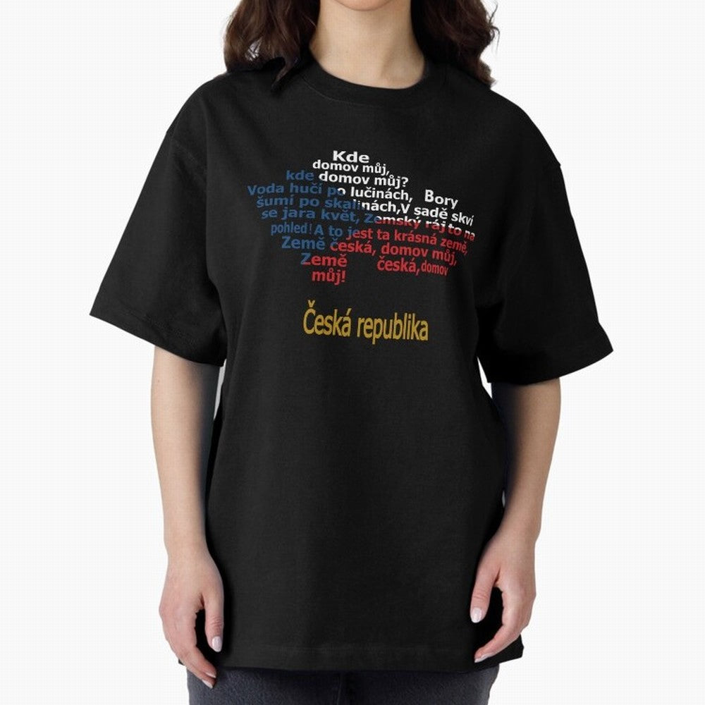 ?esk¨¢ republika (Anthem, map, and flag) Oversized T-Shirt Carry Global Football Passion for FIFA World Cup 2026, Featuring Messi, CR7 and Mbappe, France, Sports Nostalgia, International Competition, Famous Players and Unforgettable Victories; Made