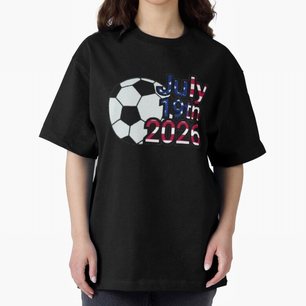 2026 USA Oversized T-Shirt Step into FIFA World Cup 2026 Group Stage Driven by Messi, Neymar and Mbappe, England, France and Netherlands Energy, Football Festival Excitement, Trophy Ambitions, Country Rivalries and Star Player Buzz; Great for Watch