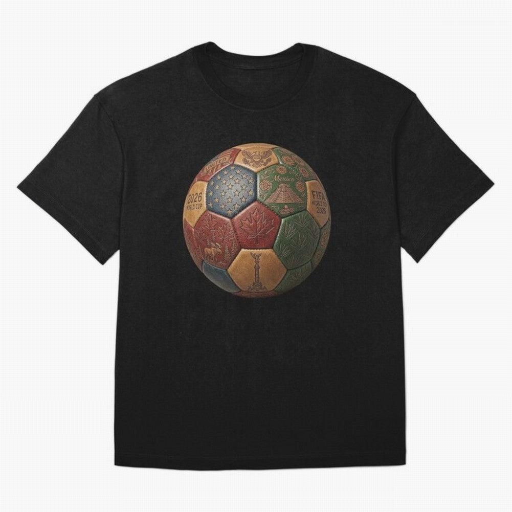 Artistic Ball for the 2026 World Cup ¨C USA, Mexico & Canada Football Design Oversized T-Shirt Live for the Drama of FIFA World Cup 2026 Group Stage for Fans of Mbappe and Neymar and Spain and Netherlands, Bringing Champion Mindset, Group Stage