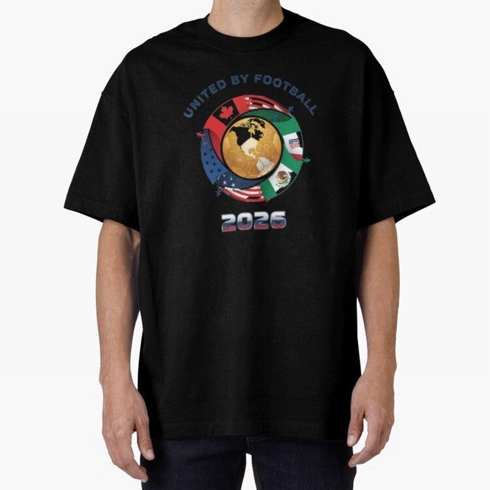 Connected Network Soccer Ball World Cup 2026 Concept Oversized T-Shirt Feel the FIFA World Cup 2026 Group Stage Journey through Haaland Highlights, Portugal Pride, Supporter Pride, Iconic Celebrations, Legendary Names and Global Match Day Energy;