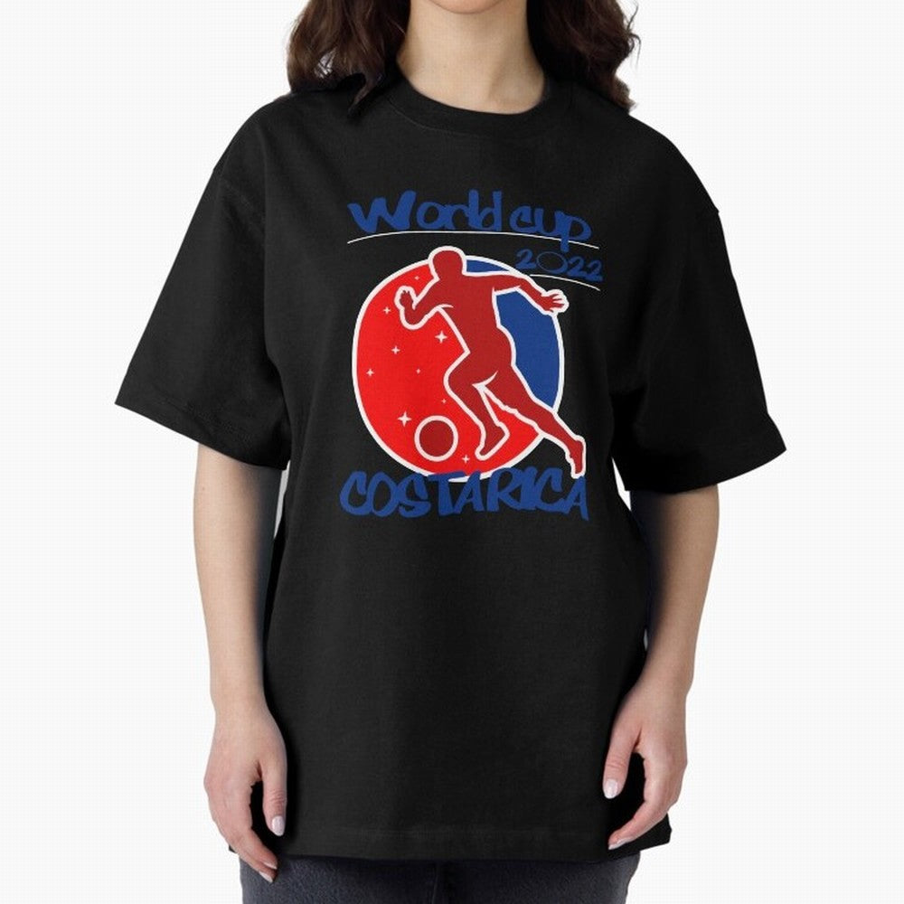 Costa Rica World Cup 2022 Oversized T-Shirt Remember Iconic Moments from FIFA World Cup 2026 USA Canada Mexico Spirit, Featuring France and Portugal, Messi, Retro Football Energy, Iconic Rivalries, Trophy Chase Drama and Stadium Atmosphere; Created