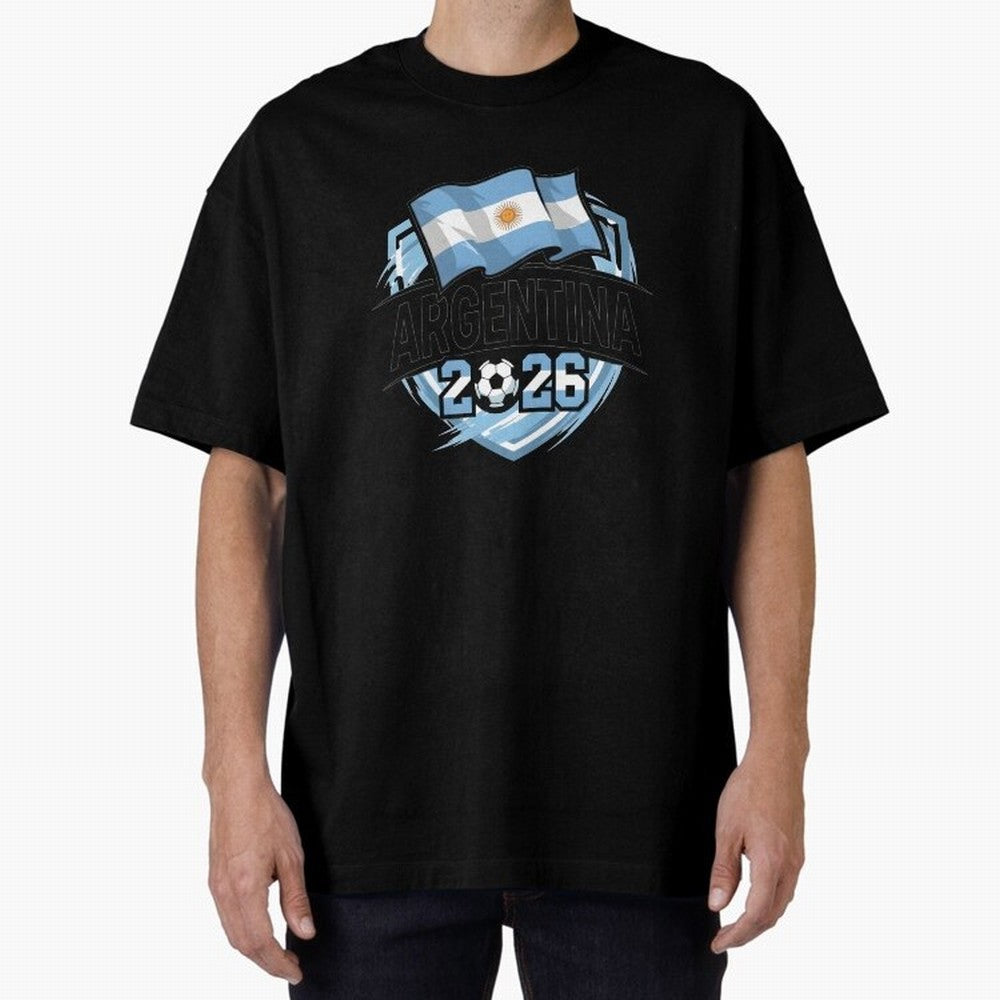 ARGENTINA World Cup 2026 Poster ¨C ARGENTINA Football Oversized T-Shirt Share the Excitement of FIFA World Cup 2026 USA Canada Mexico Spirit, Featuring England, Neymar, Haaland and Cristiano Ronaldo, Soccer Culture, Superstar Moments, National Team