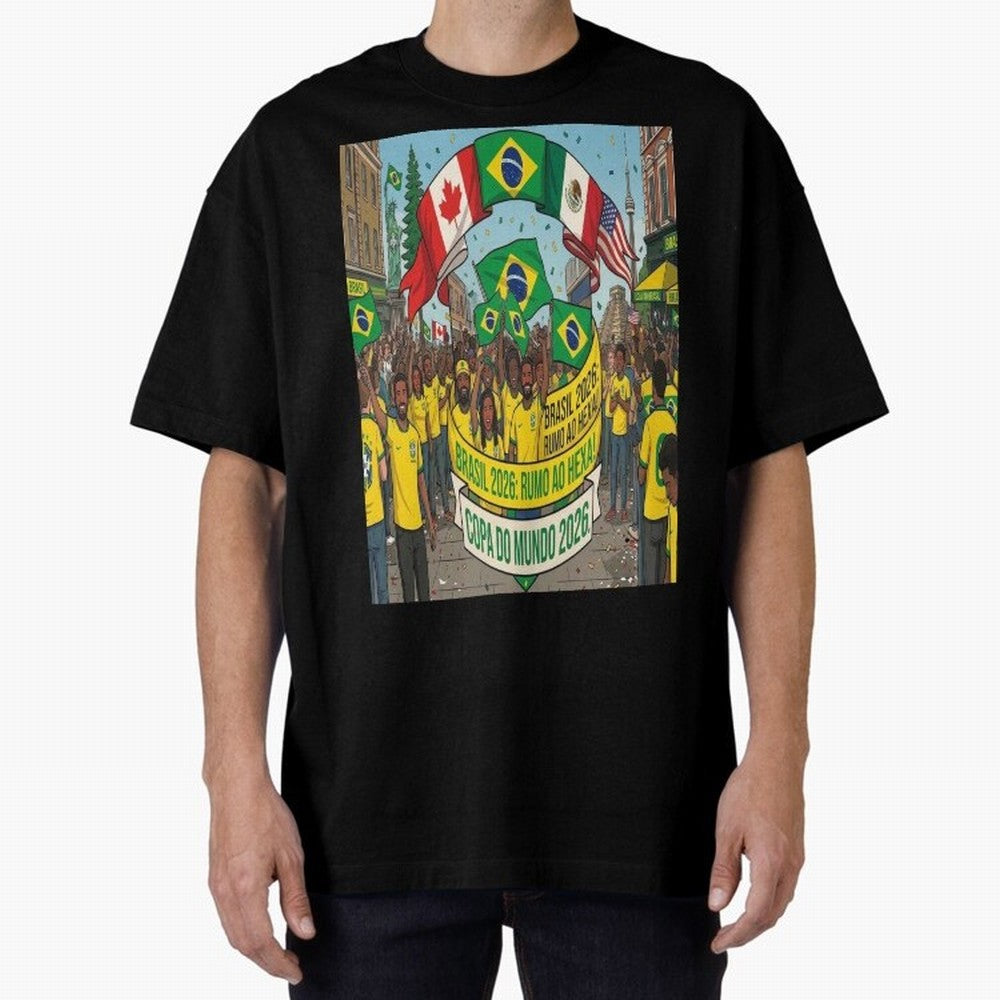 Brazil World Cup 2026 Oversized T-Shirt Represent Fans Who Live for Global Football Passion for FIFA World Cup 2026 USA Canada Mexico, Built around Mbappe, France and Portugal, Sports Nostalgia, International Competition, Famous Players and