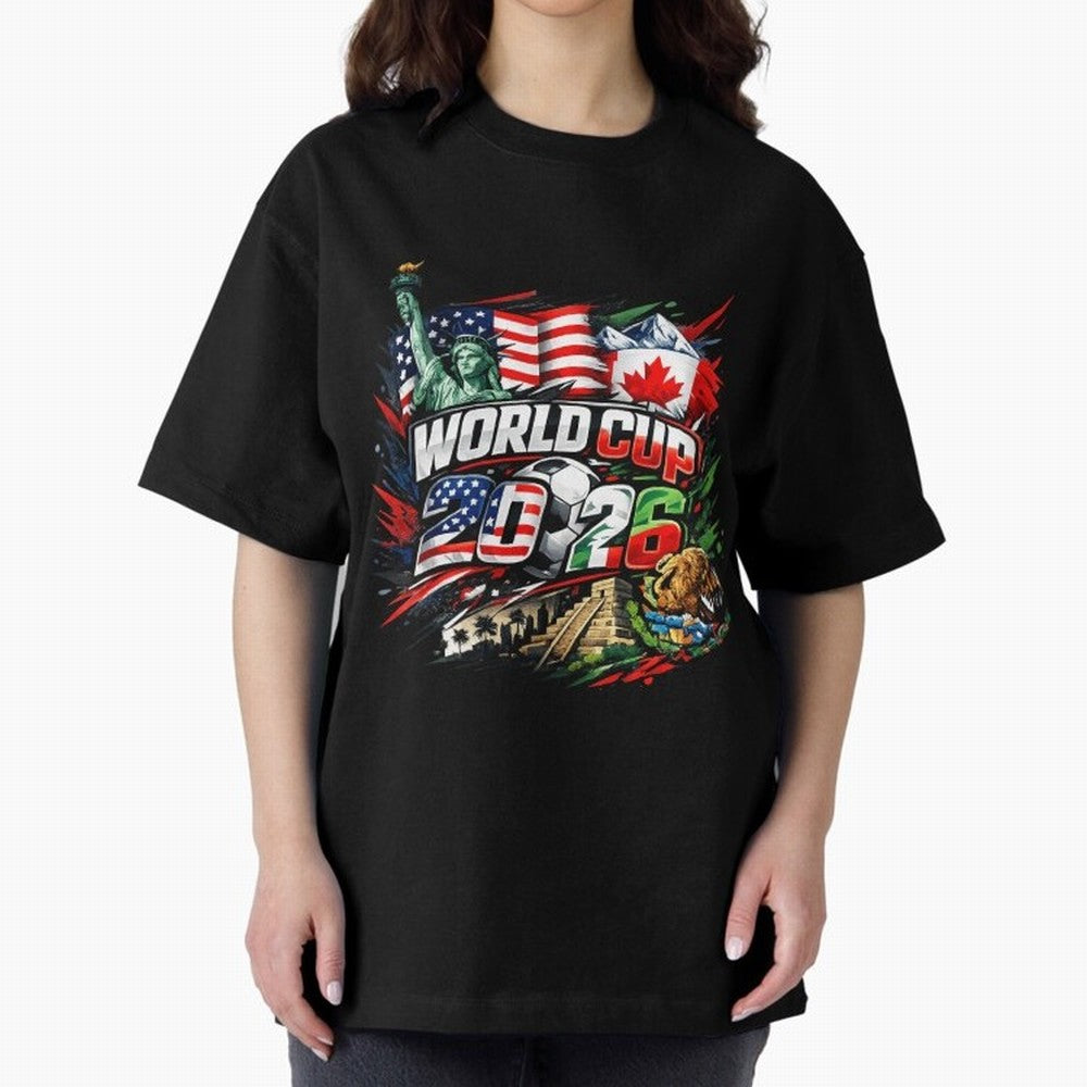 2026 North America Football Championship Oversized T-Shirt Join the Global Buzz around Global Football Passion for FIFA World Cup 2026 USA Canada Mexico, Centered on Cristiano Ronaldo, Haaland and CR7, England, Championship Spirit, Famous Goals,